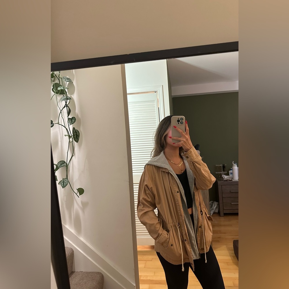 Tan&Grey Zip-Up Jacket - Size S